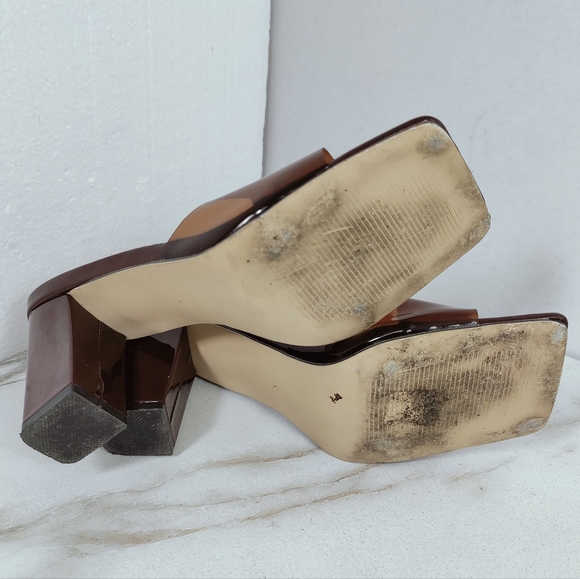 Unbranded Brown Transparent Square Toe Block Heel Sandals Slides, Sz 9.5 - Picture 12 of 14